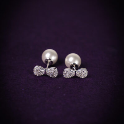 Twinkle Bow Pearl Earrings
